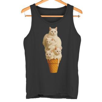 猫 アイスクリーム かわいい ペット 子猫好き 猫 夏 バイブ タンクトップ - Kawaiitshirt