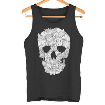 猫 スカル キティ スケルトン ハロウィン コスチューム アイデア タンクトップ - Kawaiitshirt