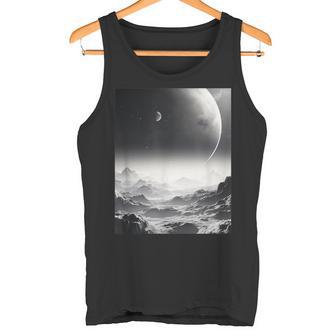 白黒写真 火星月&宇宙写真 タンクトップ - Kawaiitshirt
