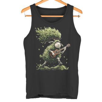 羊の木 ミュージシャン ギター グラフィック 動物 モチーフ 羊 タンクトップ - Kawaiitshirt