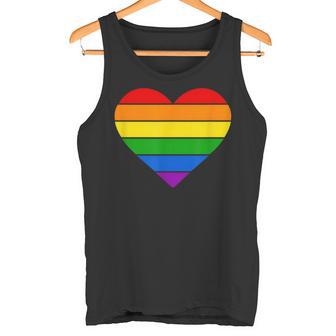 虹 ハート Lgtbq 虹色 虹色の旗 カラフル タンクトップ - Kawaiitshirt