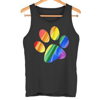 虹色の足跡プリント 犬 タンクトップ - Kawaiitshirt