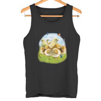 蝶 ひよこ 蝶 かわいい鶏 タンクトップ - Kawaiitshirt