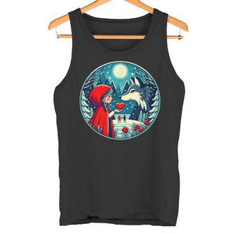 赤ずきんちゃんがオオカミに心を与える 自然のおとぎ話 タンクトップ - Kawaiitshirt