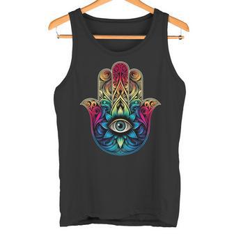 邪眼 呪い 保護 ハムサの手、目を見る邪眼 タンクトップ - Kawaiitshirt