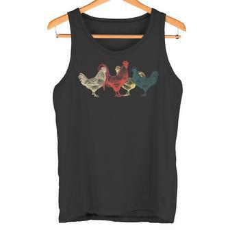 雄鶏と鶏のグループ 農業 農家 面白い 鶏 タンクトップ - Kawaiitshirt