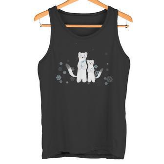 雪の妖精 オコジョの親子 タンクトップ - Kawaiitshirt