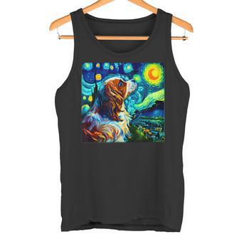 面白いtシャツ 犬 キャバリア ゴッホ 星月夜 わんこ メンズ おもしろ グッズ 服 かわいい タンクトップ - Kawaiitshirt