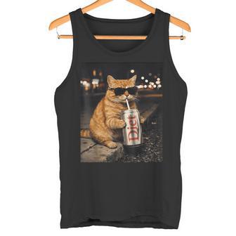 面白いナイトライフ オレンジ 猫 飲酒 ダイエット ドリンク サングラス タンクトップ - Kawaiitshirt