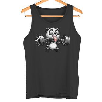 面白いパンダ ウエイトリフティング ジム ボディービル 熊 ワーク タンクトップ - Kawaiitshirt
