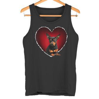 面白いミニチュアピンシャーハート ミニピン 恋人へのギフト タンクトップ - Kawaiitshirt
