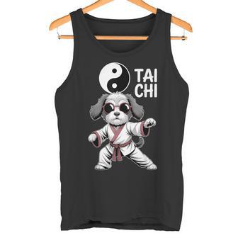 面白い太極拳犬格闘技陰陽クールな子犬のポーズ タンクトップ - Kawaiitshirt