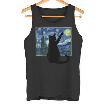 黒猫 星月夜 タンクトップ - Kawaiitshirt