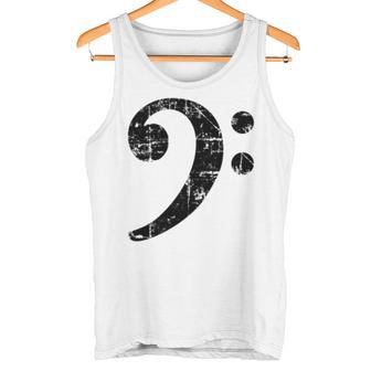 Bass Clef ビンテージブラック左 ベースプレイヤー 長袖tシャツ タンクトップ - Kawaiitshirt