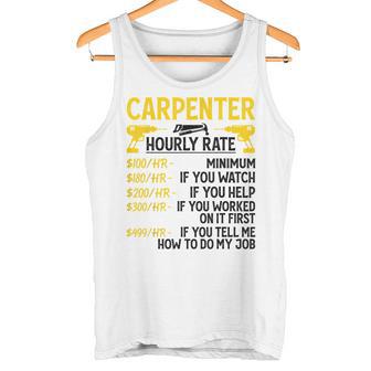 メンズ Carpenter Hourly Rate For Woodworker Carpenter Retro タンクトップ - Kawaiitshirt