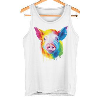 Cerdo Animal Colorido Zoológico Abstracto Arte Cara Cerdo Camiseta sin mangas - Regaloses