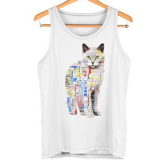 Chat Abstrait Graphique Texte Illustration Animal Chat Débardeur e - Cadeauxyz