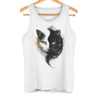 Chat Abstrait Portrait Animal Lover Illustration Graphique Chat Débardeur e - Cadeauxyz