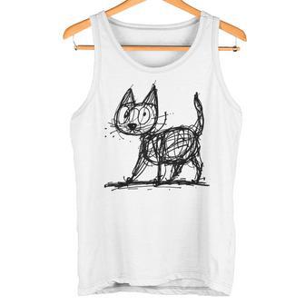 Chat Minimaliste Chat Dessiné À La Main Débardeur e - Cadeauxyz