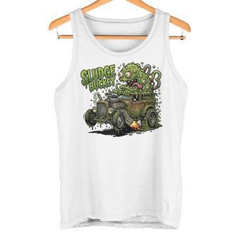 Divertido Cubo De Lodos Crazy Hotrod Rat Rod Race Car Cartoon In Mangas Camiseta sin mangas - Regaloses