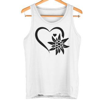 Edelweiss フラワーマウンテン Edelweiß フラワーハート Edelweiß 長袖tシャツ タンクトップ - Kawaiitshirt