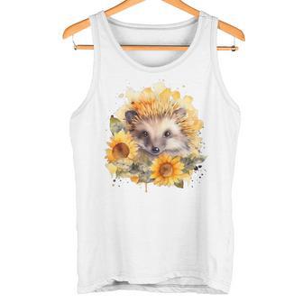 Hérisson Amoureux Des Animaux Aquarelle Tournesol Hérisson Débardeur e - Cadeauxyz