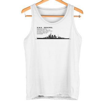 Hms レナウン イギリス巡洋戦艦のシルエットのインフォ グラフィック タンクトップ - Kawaiitshirt
