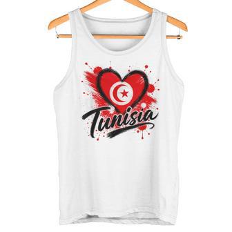 I Love Tunisia 旅行旗 ハート ツーリスト バケーション デザイン タンクトップ - Kawaiitshirt