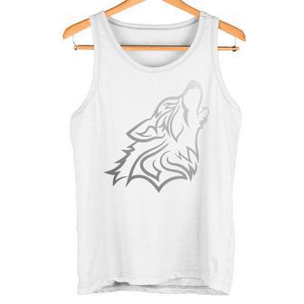 Motif Loup Motif Graphique De Loup Argenté Haut De Gamme Débardeur e - Cadeauxyz