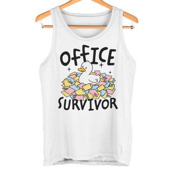 Officeurvivor かわいいアヒルの付箋 ユーモア 長袖tシャツ タンクトップ - Kawaiitshirt
