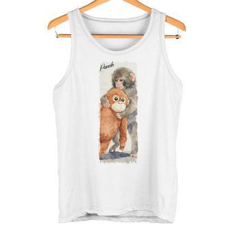 Punch – Lindo Bebé Mono Y Orangután Peluche Juguete Acuarela Camiseta sin mangas - Regaloses