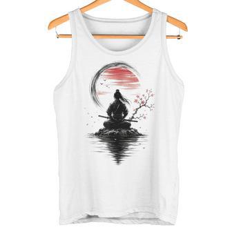 Samurai Meditación Arte Zen Tinta Japonesa Estilo Minimalista Camiseta sin mangas - Regaloses