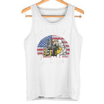 Warehouse アメリカ国旗 フォークリフトオペレーターフォークリフト認定 タンクトップ - Kawaiitshirt