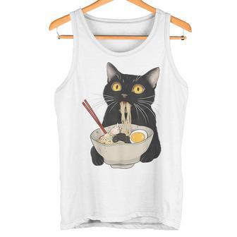 おもしろ猫 ラーメン ヴィンテージ 和麺 タンクトップ - Kawaiitshirt