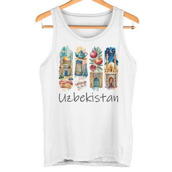 ウズベキスタン ブラシストローク ウズベキスタン 休暇のお土産 ウズベキスタン タンクトップ - Kawaiitshirt