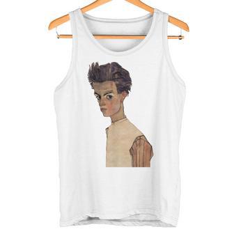 エゴン・シーレ作1910ストライプシャツの自画像 タンクトップ - Kawaiitshirt