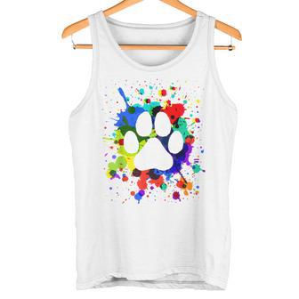 カラフルペイント スプラッター 肉球プリント 猫 犬 タンクトップ - Kawaiitshirt