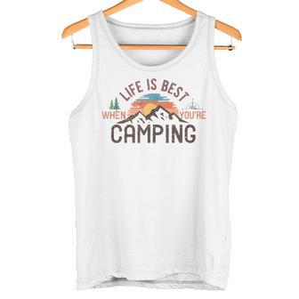 キャンプ おもしろ 楽しい 登山 キャンプしているときが人生最高 タンクトップ - Kawaiitshirt