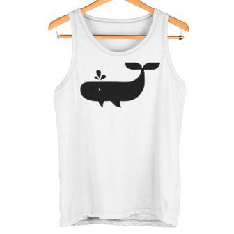 クジラ ブラック レディース メンズ 子供用 タンクトップ - Kawaiitshirt