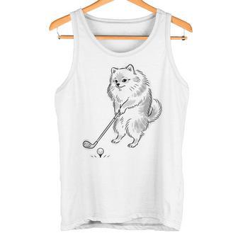 ゴルフ ポメラニアン グッズ おもしろ 犬 面白い 笑える 和風 タンクトップ - Kawaiitshirt