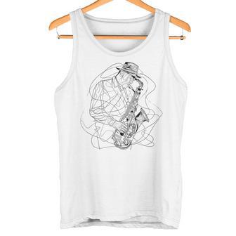 サックス・ガイ・スケッチ・ジャズ・ミュージック タンクトップ - Kawaiitshirt