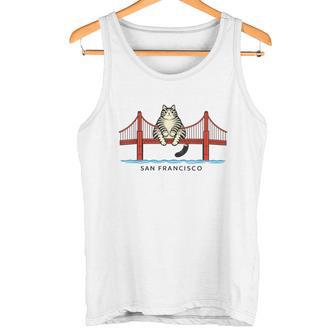 サンフランシスコ猫ゴールデンゲイツブリッジキャット読書本 タンクトップ - Kawaiitshirt