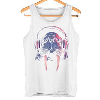 セイウチ ゲーミング 音楽 ヘッドフォン レトロ クール タンクトップ - Kawaiitshirt