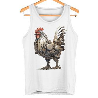 ニワトリ アニマルプリント 動物園 ロボット アートワーク 彫刻 ニワトリ タンクトップ - Kawaiitshirt