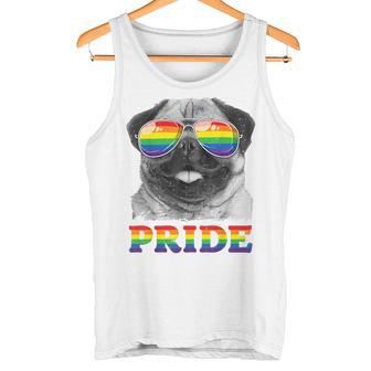 パグ ゲイプライド Lgbt レインボーフラッグ サングラス Lgbtq ギフト 犬 タンクトップ - Kawaiitshirt