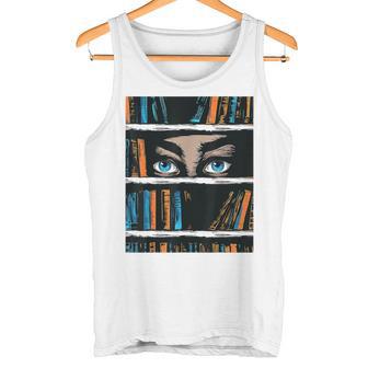 ブックガールアートアイズグラフィック タンクトップ - Kawaiitshirt