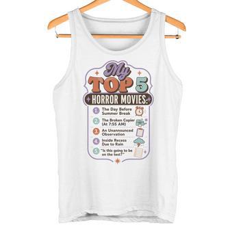 ホラー映画 教師 ユーモア 学校 映画 パロディ トップ5 長袖tシャツ タンクトップ - Kawaiitshirt