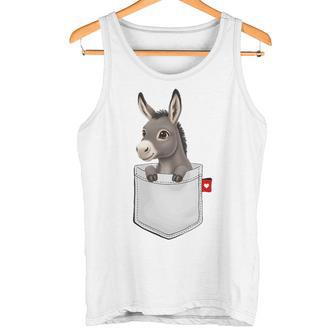 ポケットの中のロバのぞくかわいい動物のロバ タンクトップ - Kawaiitshirt