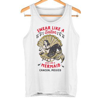 レトロカンクン メキシコ おもしろパーティー ピンナップ マーメイド カレッジブレイク タンクトップ - Kawaiitshirt