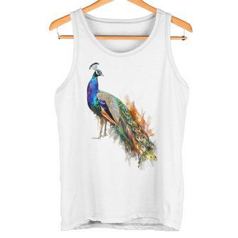 孔雀 動物 カラフル モチーフ 抽象画 孔雀 タンクトップ - Kawaiitshirt